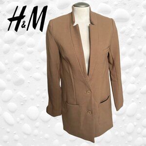 Unusual Design Ladies Fitted Long Jacket - Beige - Size 6